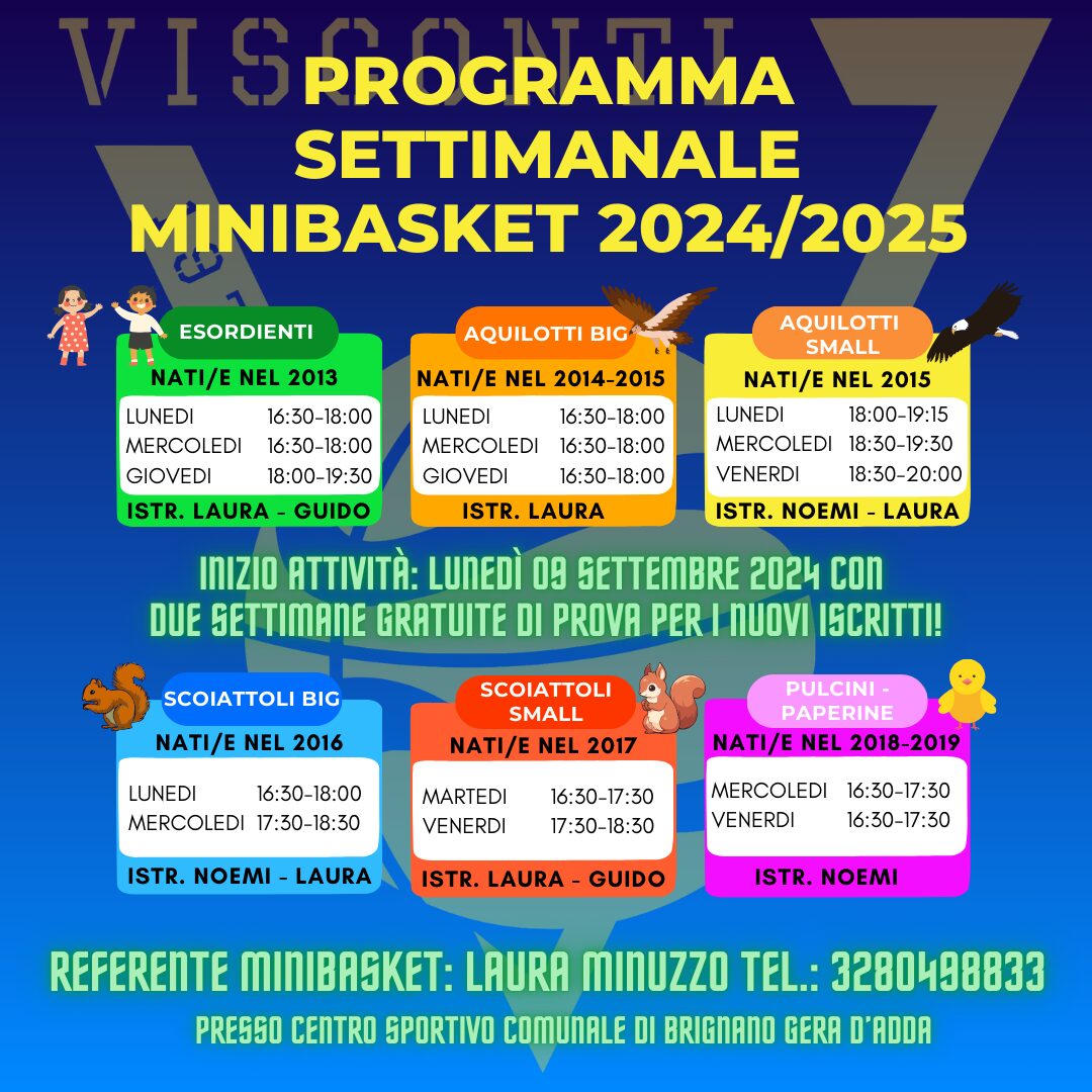 Orari definitivi MINIBASKET 2024/2025